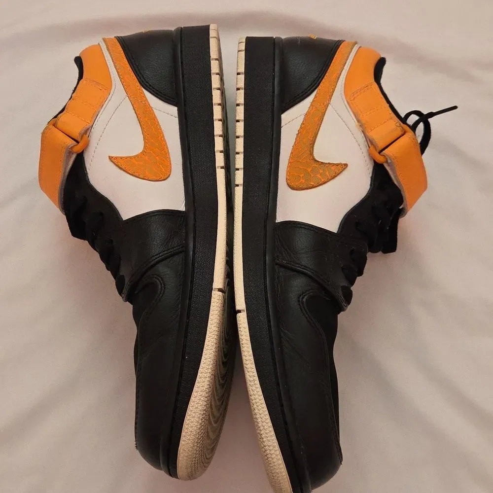 Nike Air Jordan Retro 1 Low Black/Orange Strap Sneaker 574420-024 Size 13